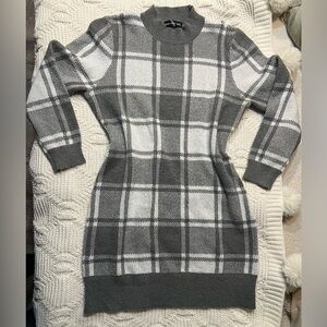 SWEET HALO Gray Plaid Sweater Dress